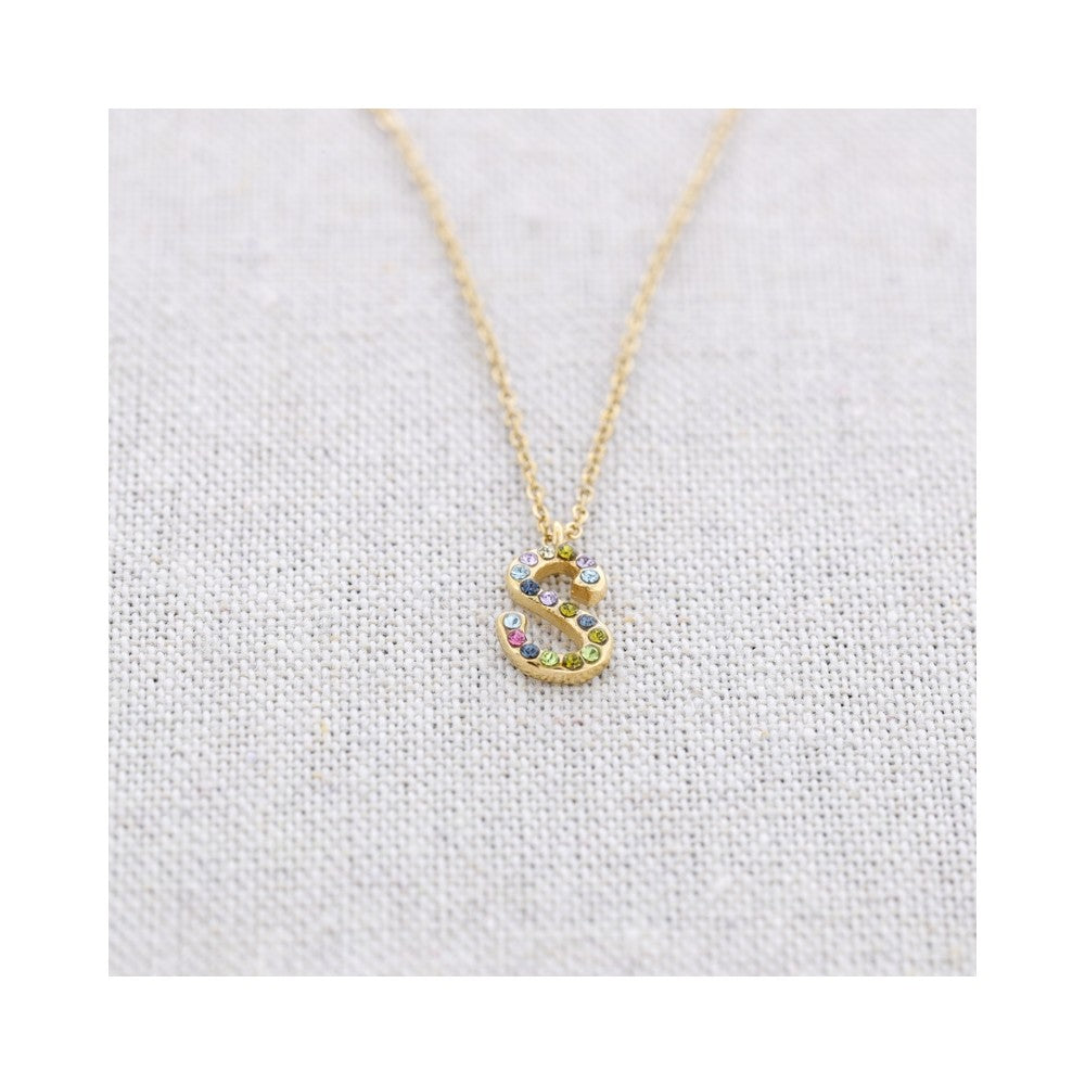 Crystal Initial Necklaces - Gold