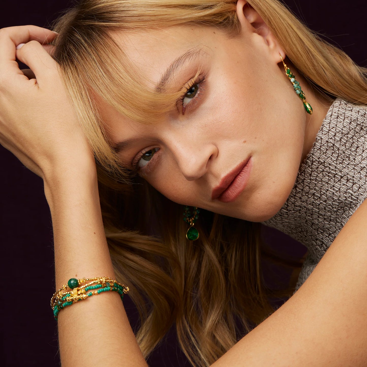 Beaded Bracelet Set Green