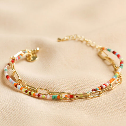 Double bracelet - rainbow bead