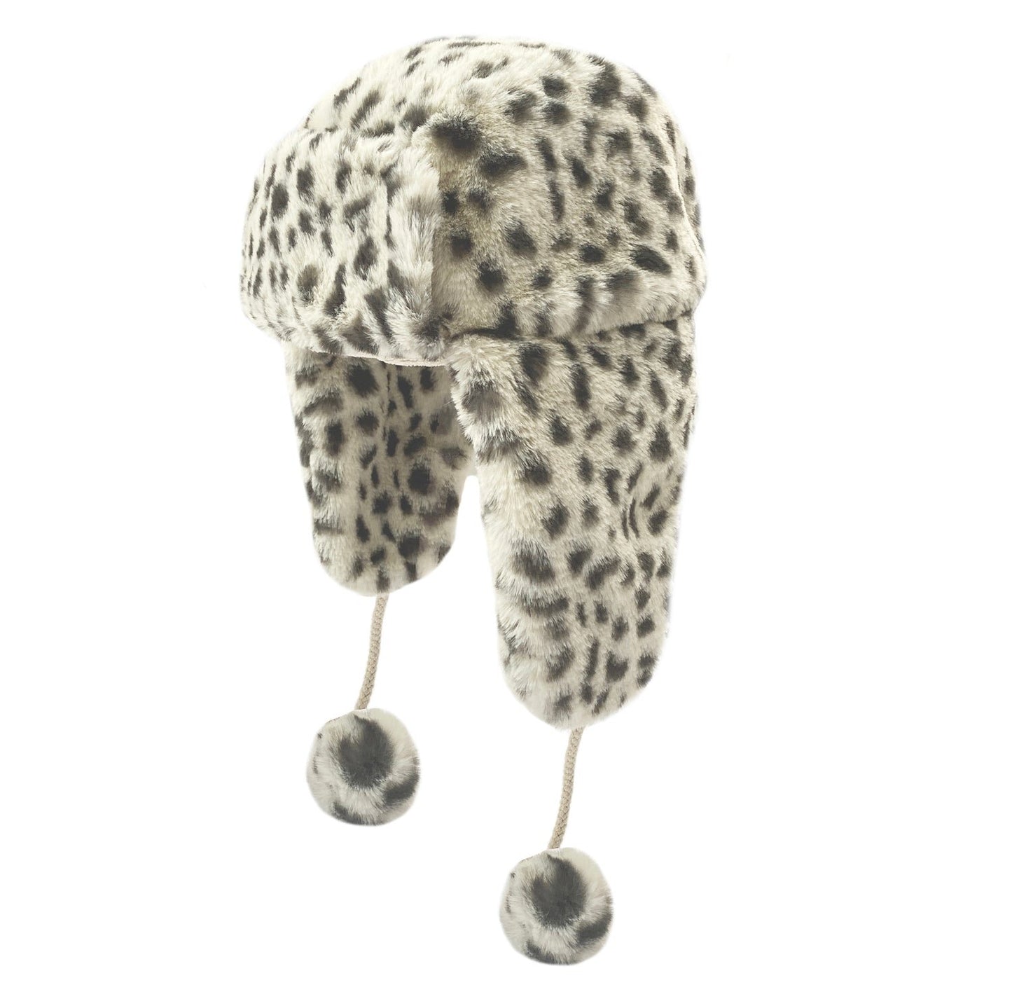 Kids Hat - Snow Leopard Faux Fur