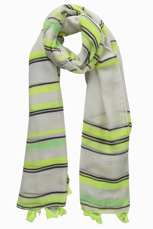 Neon yellow and grey and green stripe scarf/sarong