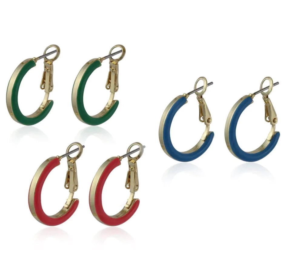 Medium Enamel Hoop Earrings