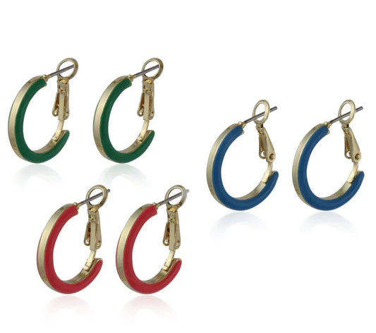 Medium Enamel Hoop Earrings