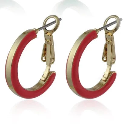 Medium Enamel Hoop Earrings