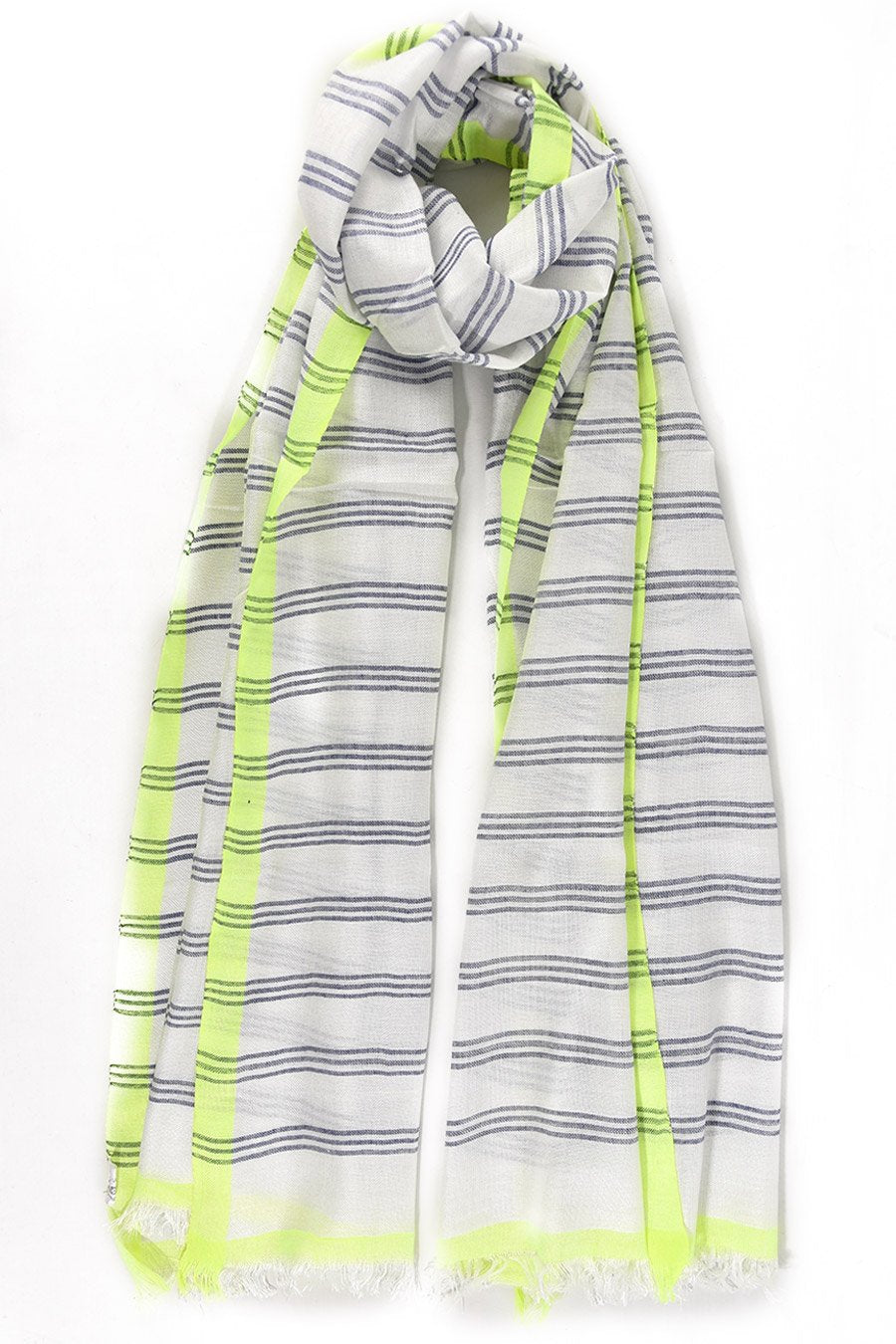 Neon yellow and Blue stripe scarf/sarong