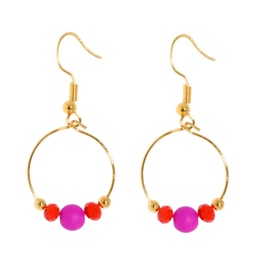 BOUCLES D'OREILLES BOPPER - VIOLET/ROUGE