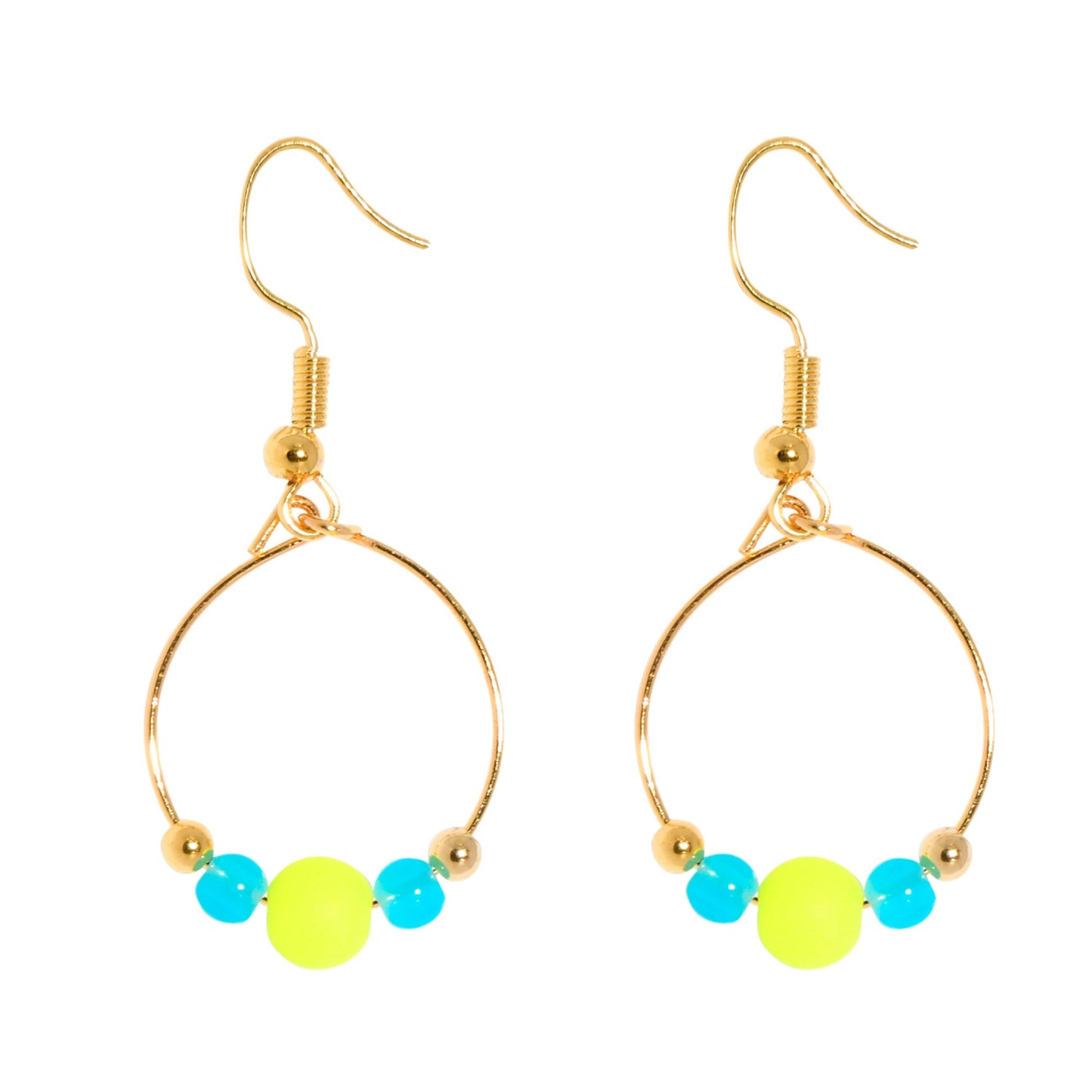 BOUCLES D'OREILLES BOPPER - JAUNE/TURQUOISE
