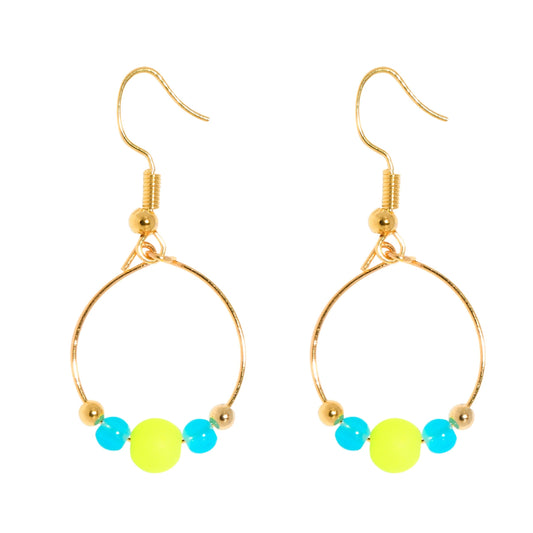 BOUCLES D'OREILLES BOPPER - JAUNE/TURQUOISE