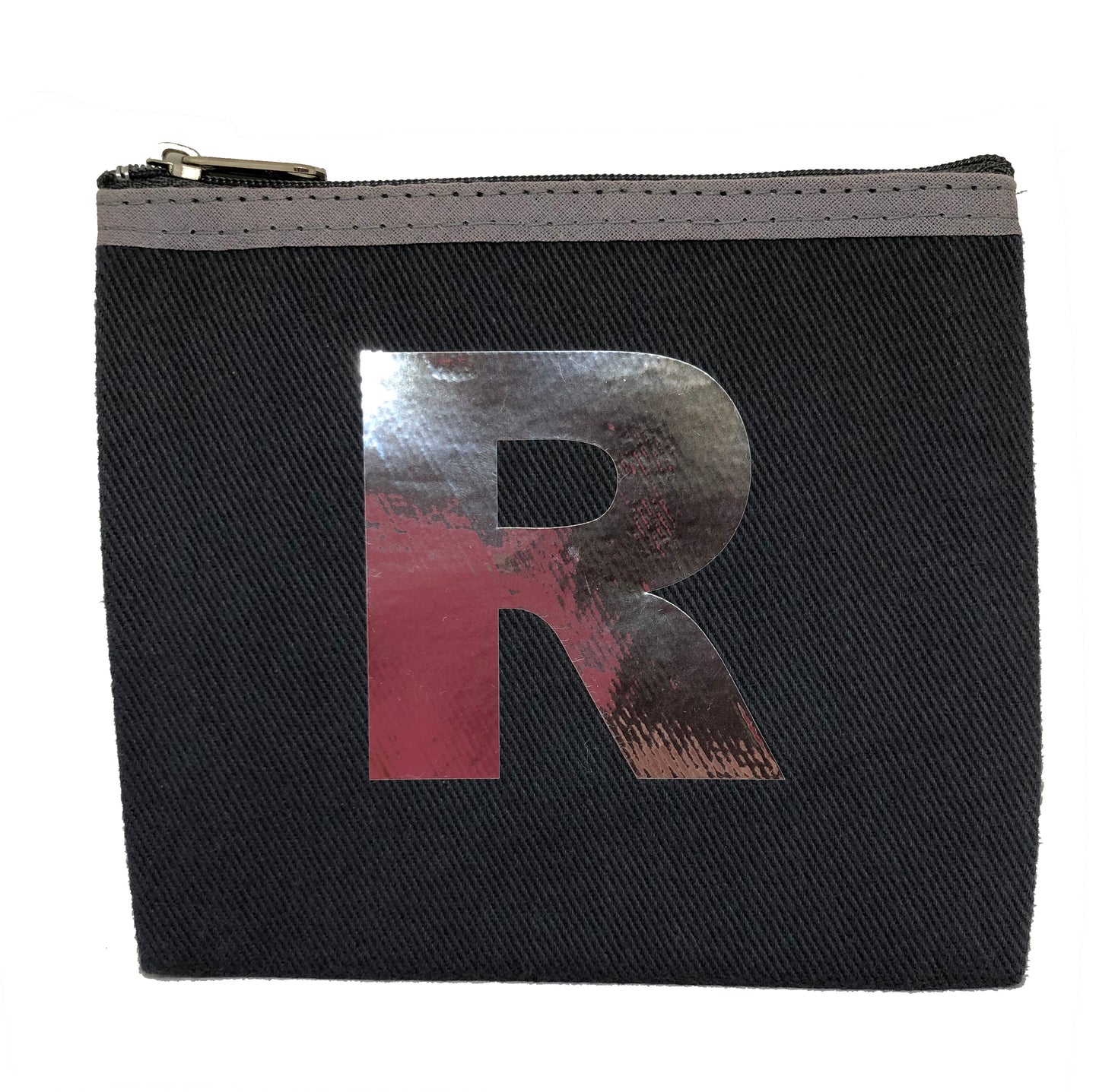 Monedero con alfabeto, gris y plateado