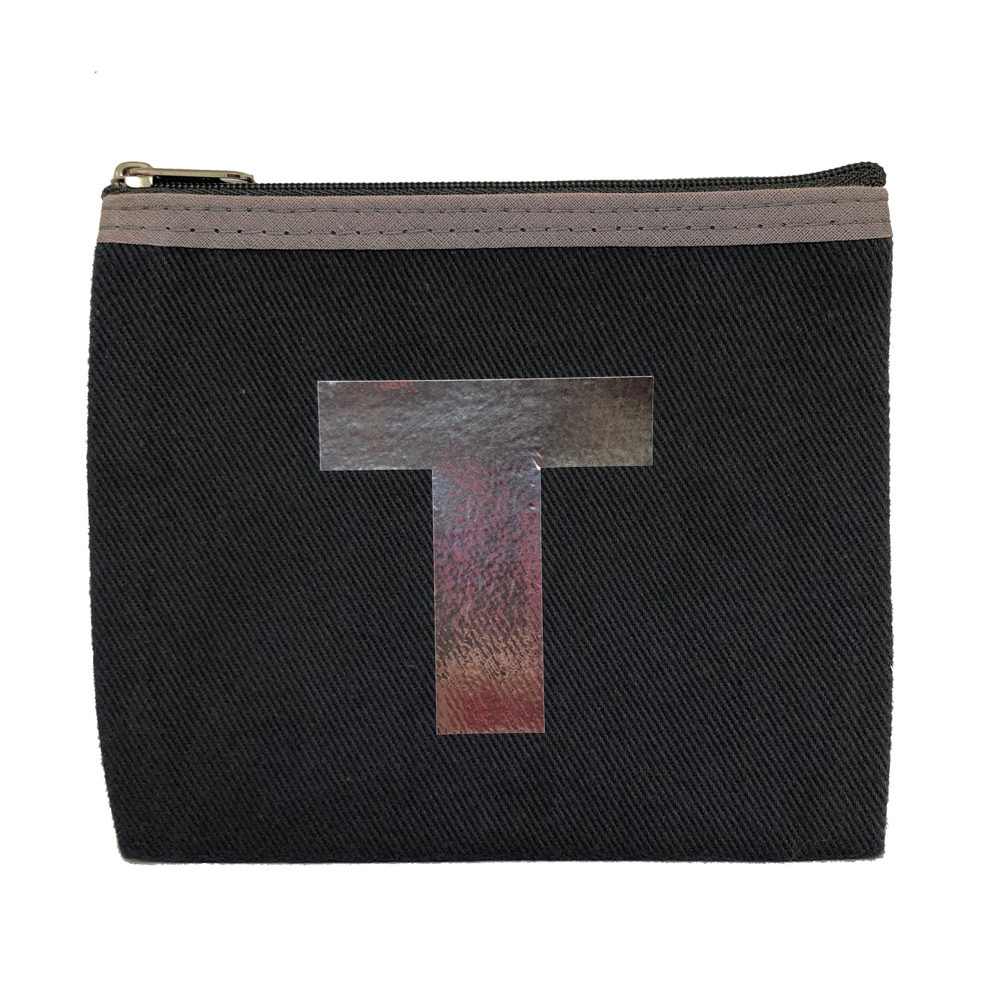 Monedero con alfabeto, gris y plateado