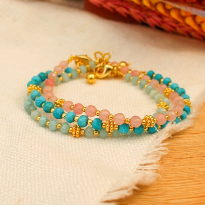 Semi Precious Bead Bracelets with Gold