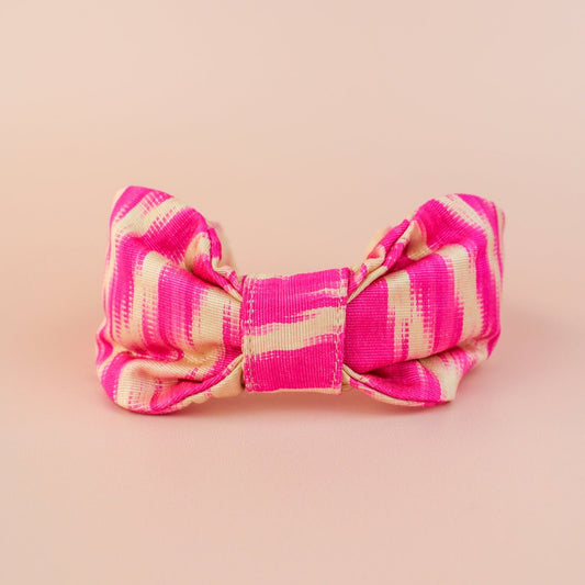 Bandeau en soie rose et crème