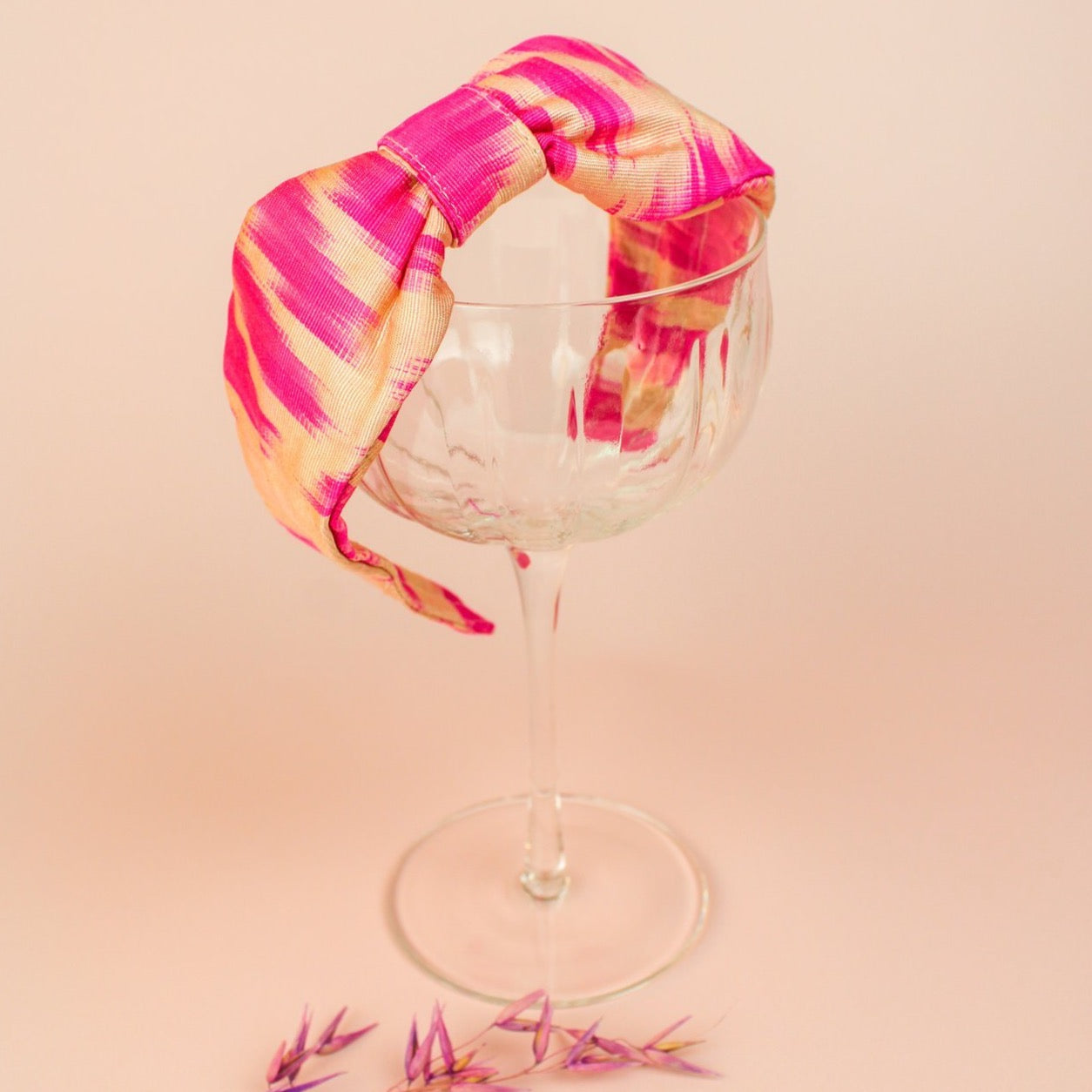 Pink and Cream Silk headband