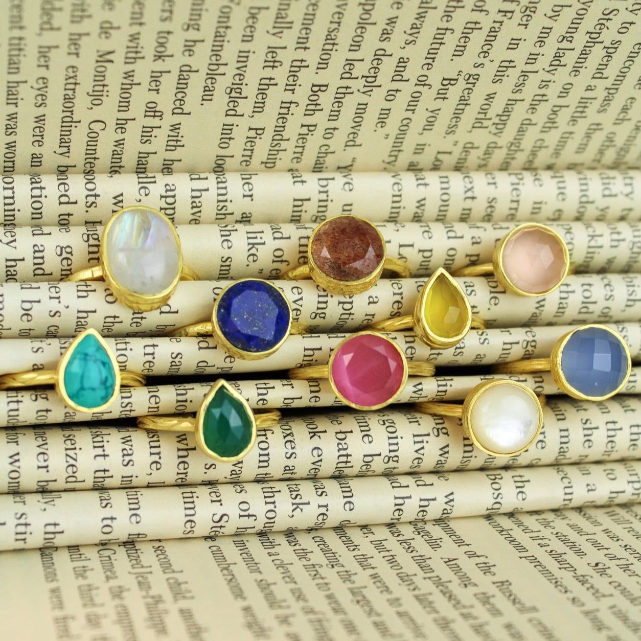 Adjustable Semi Precious Stone Rings