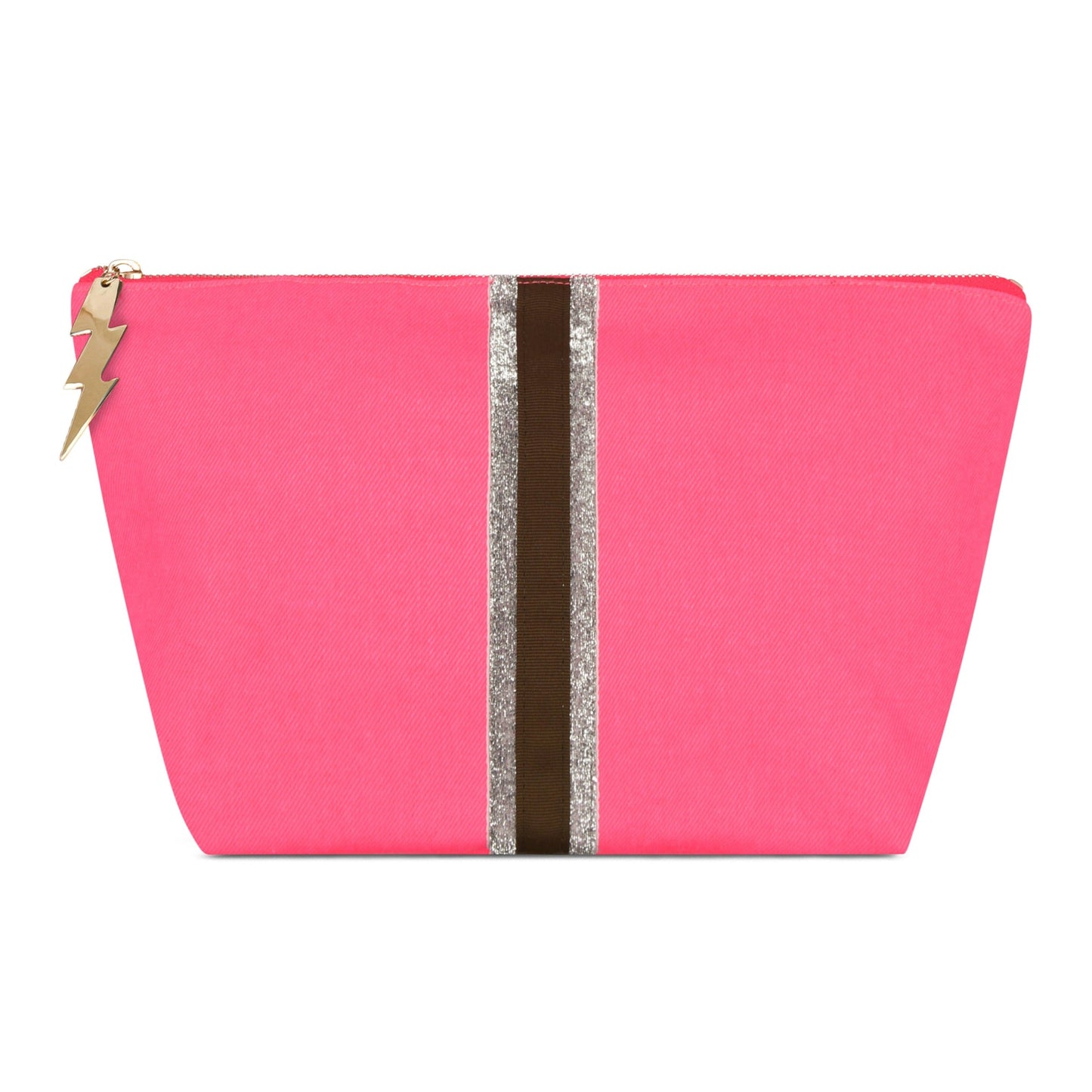 LARGE GLITTER STRIPE BAG. - HOT PINK
