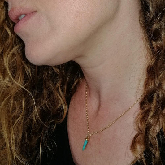 Turquoise Spike Necklace in Gold