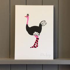 A4 Riso Ostrich Print