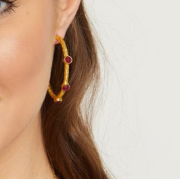 Boucles d'oreilles créoles cloutées - Agate baie