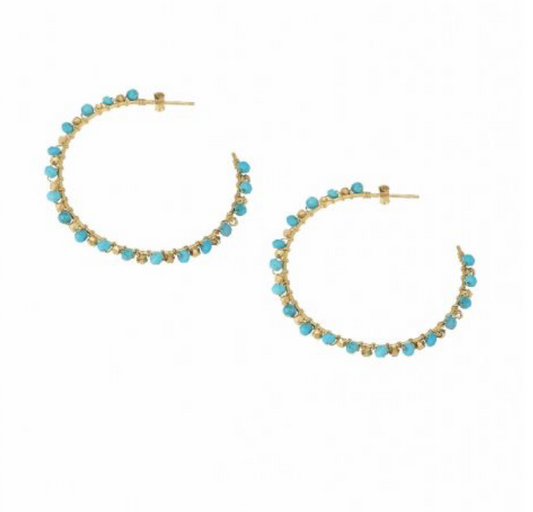 Pendientes de aro con piedras preciosas de color turquesa