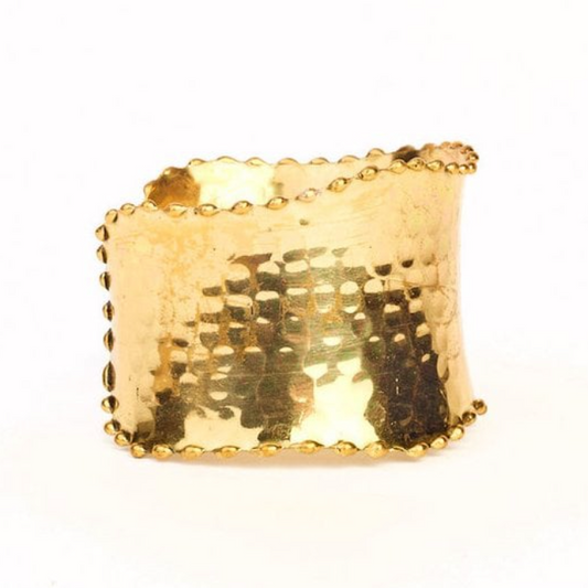 Wide Brass Hammered Ball Trim Bangle