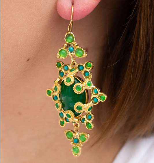 Boucles d'oreilles Fabergé en vert