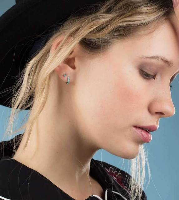 Gold turquoise huggies