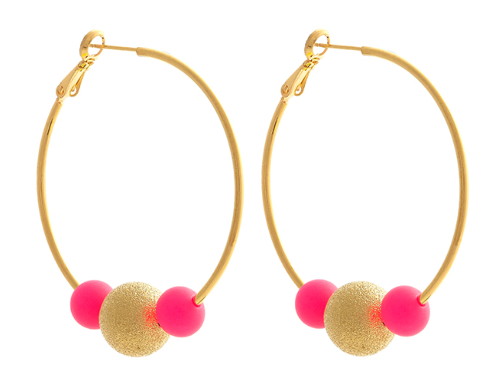 Pink Disco Hoopla earrings - 2 x Sizes