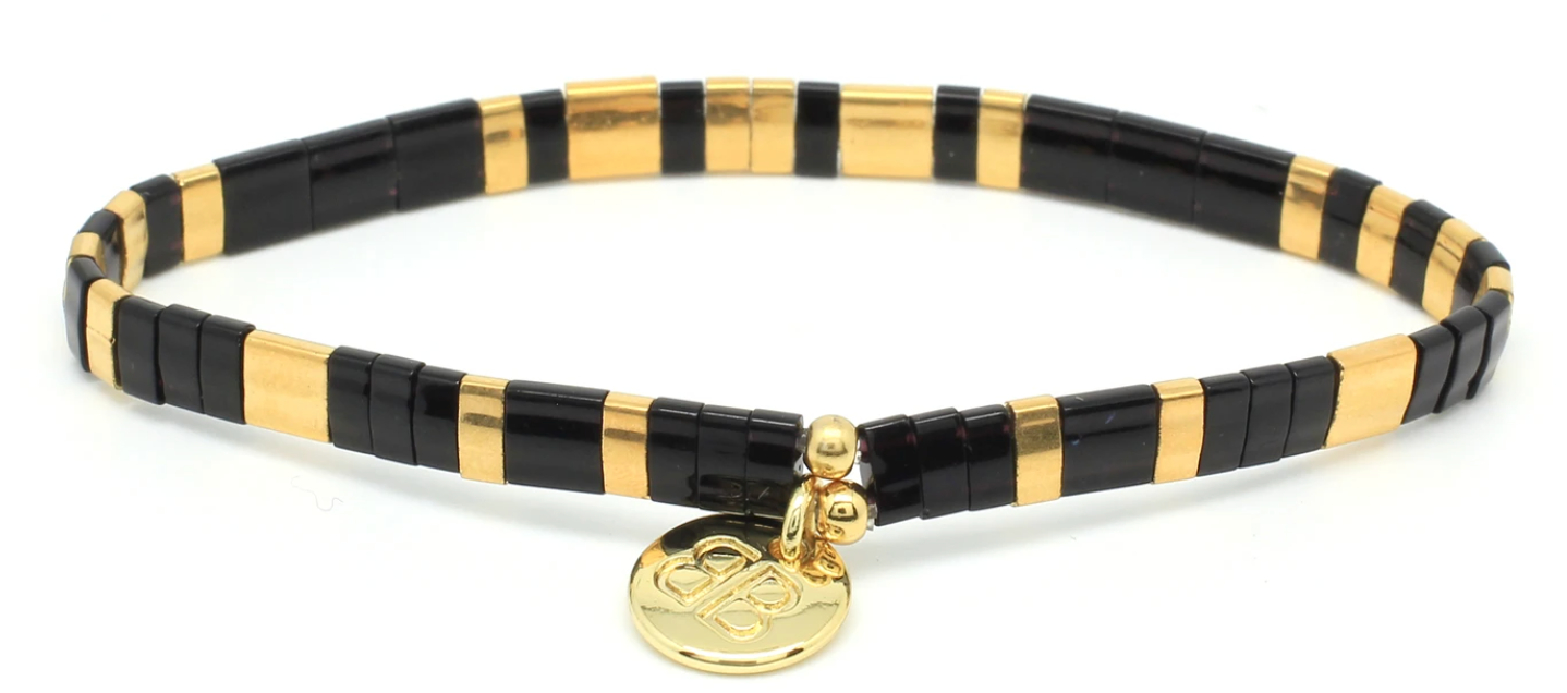 Pulsera de mosaico de vidrio. - Negro