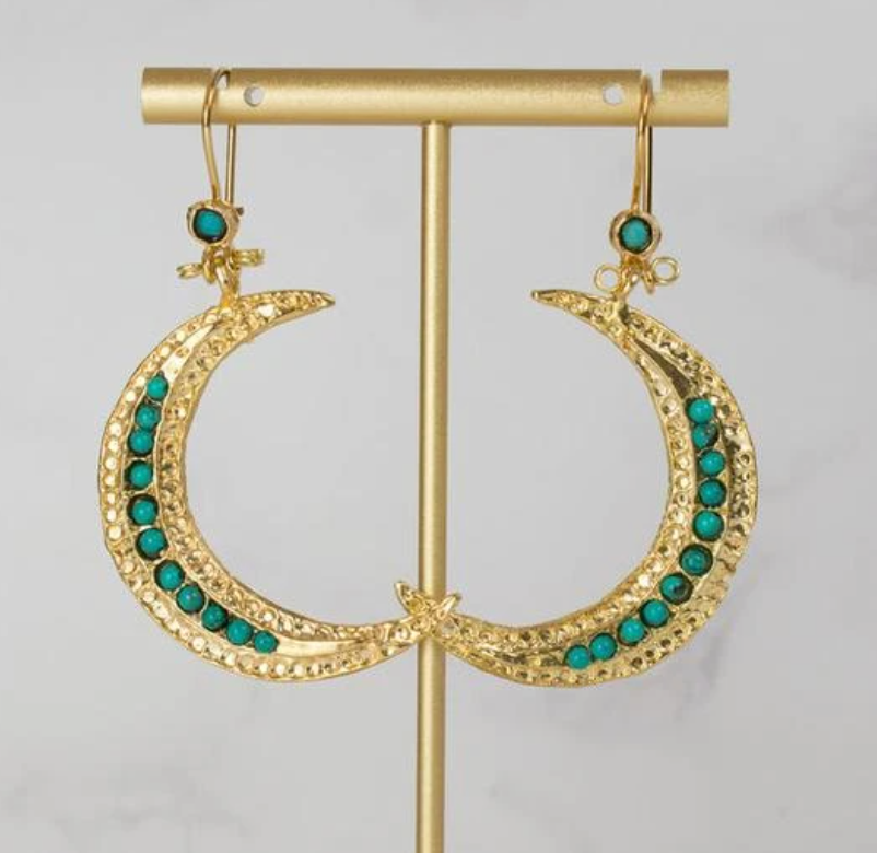 Boucles d'oreilles Lune Turquoise