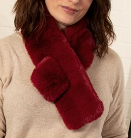 Short faux fur scarf - Berry