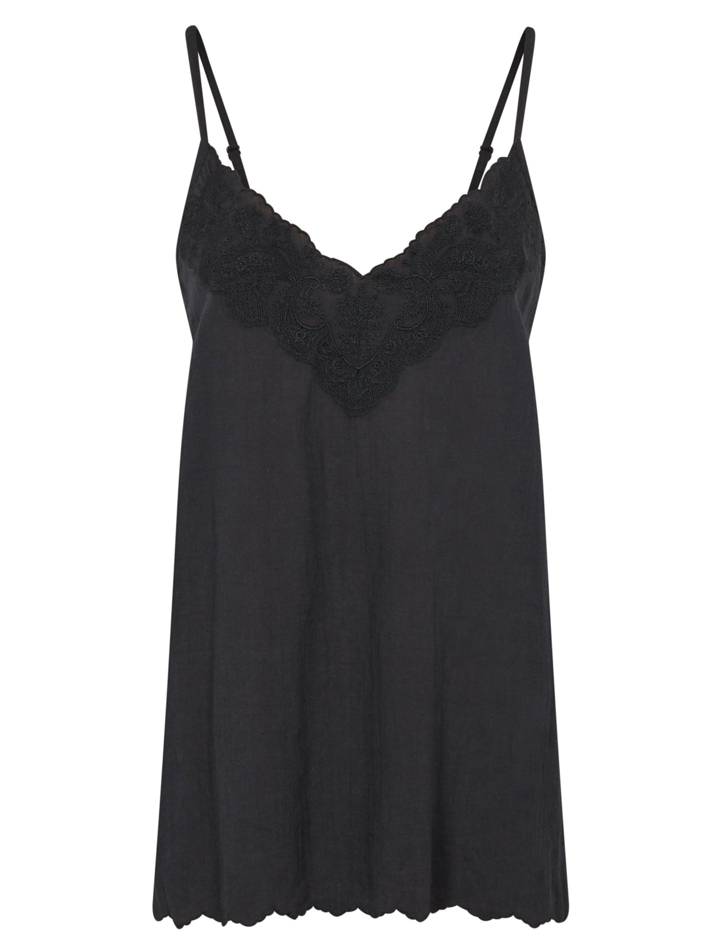 Camisola de algodón bordada en color pizarra oscura