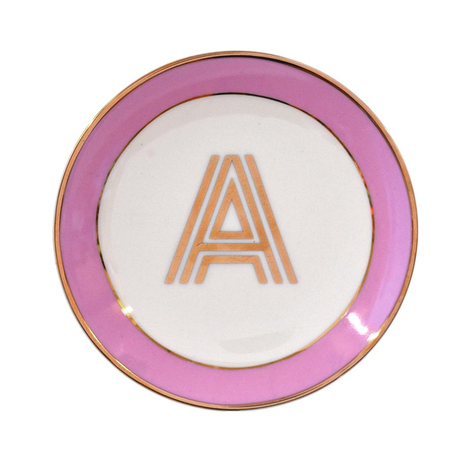 Trinket Dish with Gold Letter