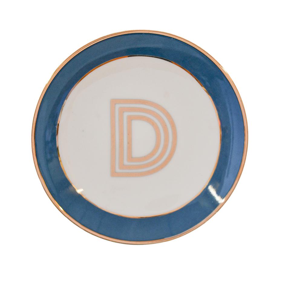 Trinket Dish with Gold Letter