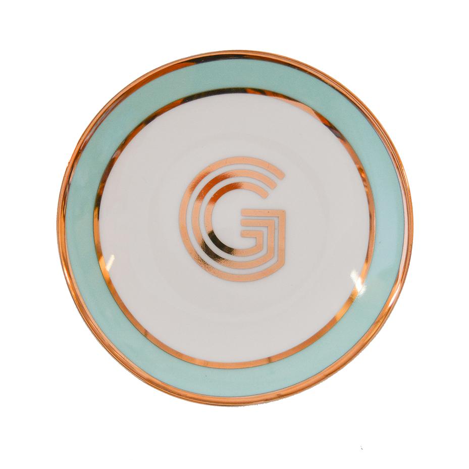 Trinket Dish with Gold Letter