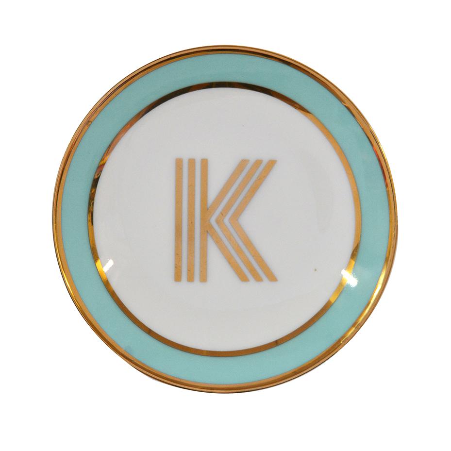 Trinket Dish with Gold Letter