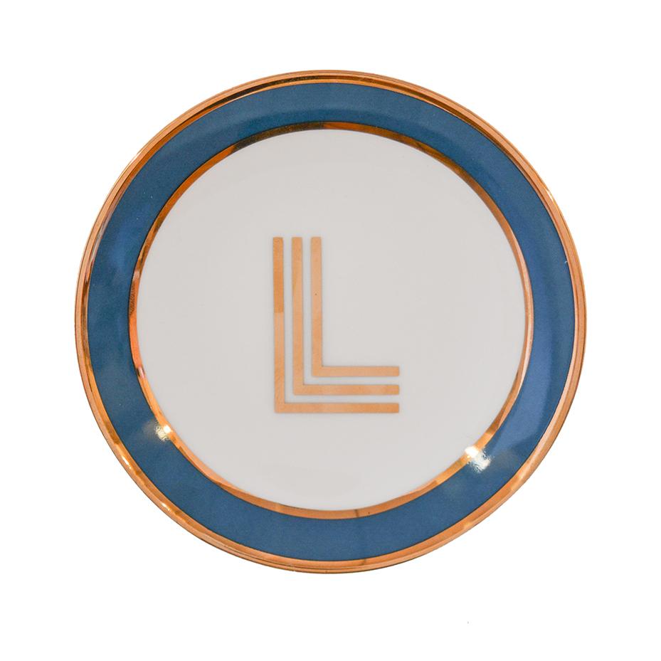 Trinket Dish with Gold Letter