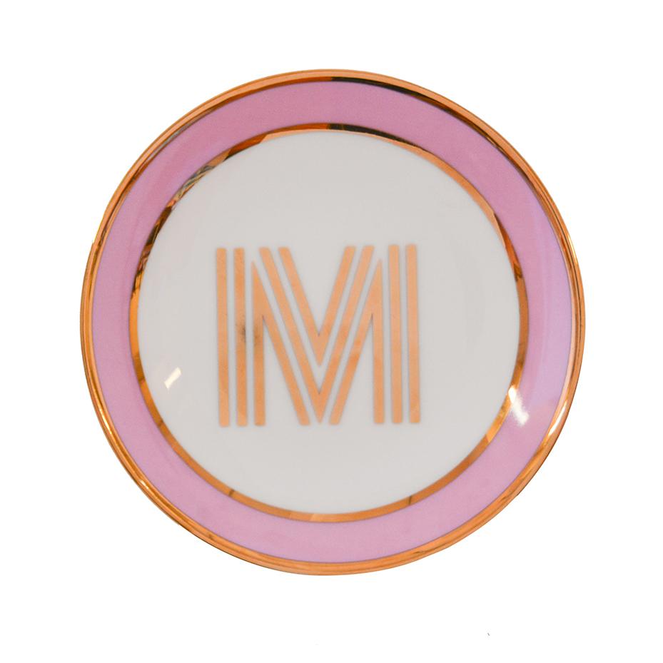Trinket Dish with Gold Letter