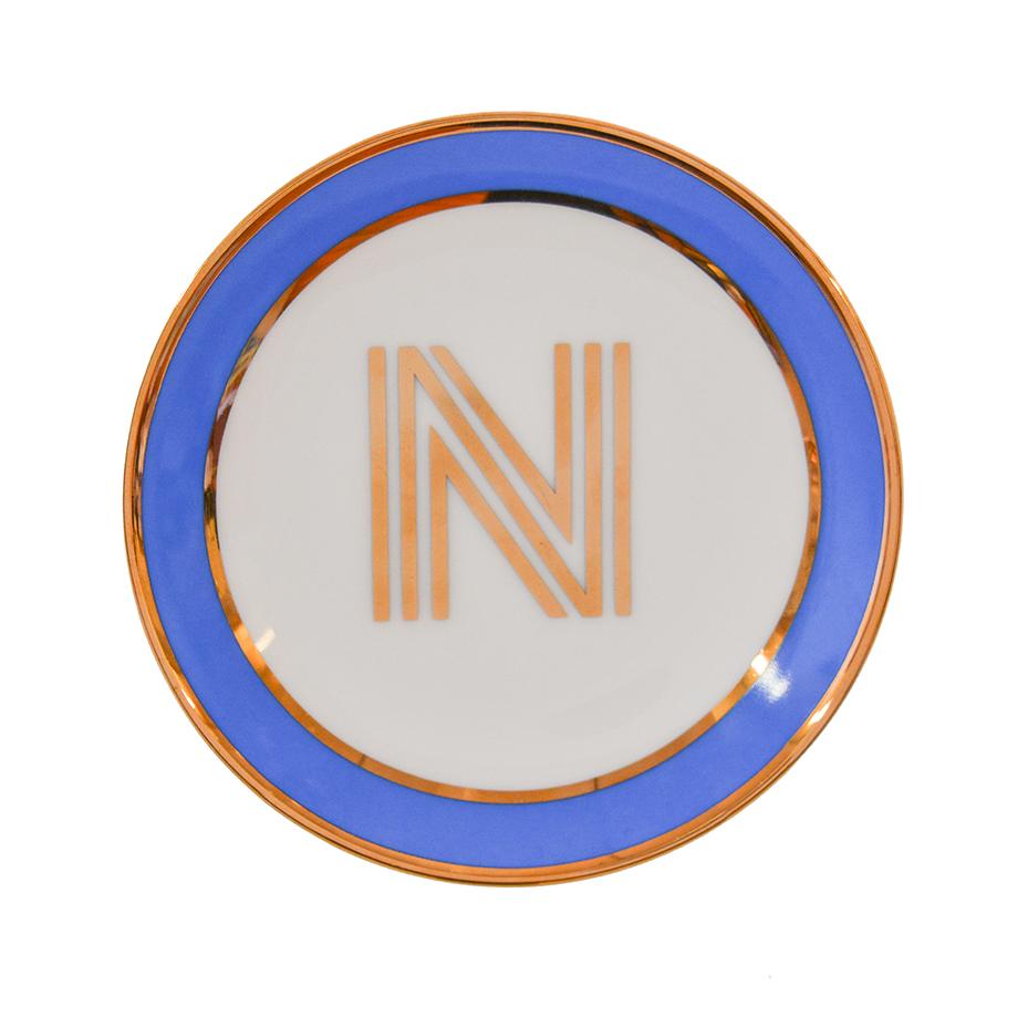 Trinket Dish with Gold Letter