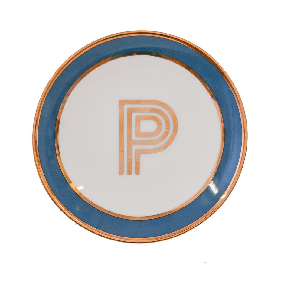 Trinket Dish with Gold Letter