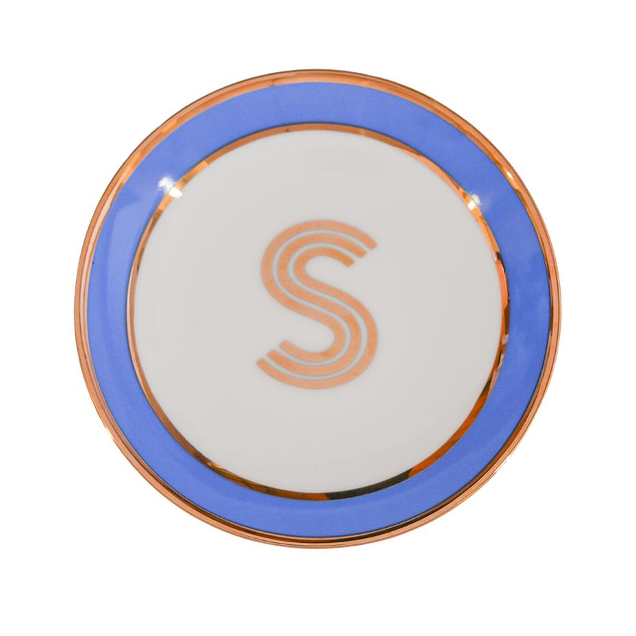 Trinket Dish with Gold Letter