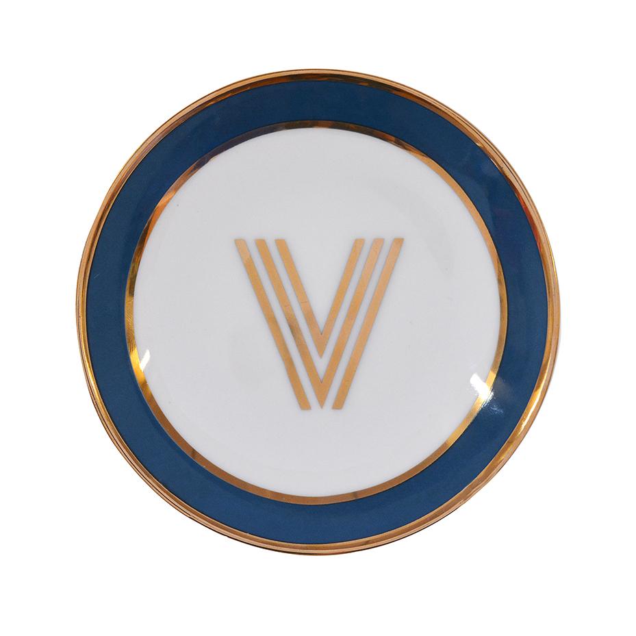 Trinket Dish with Gold Letter