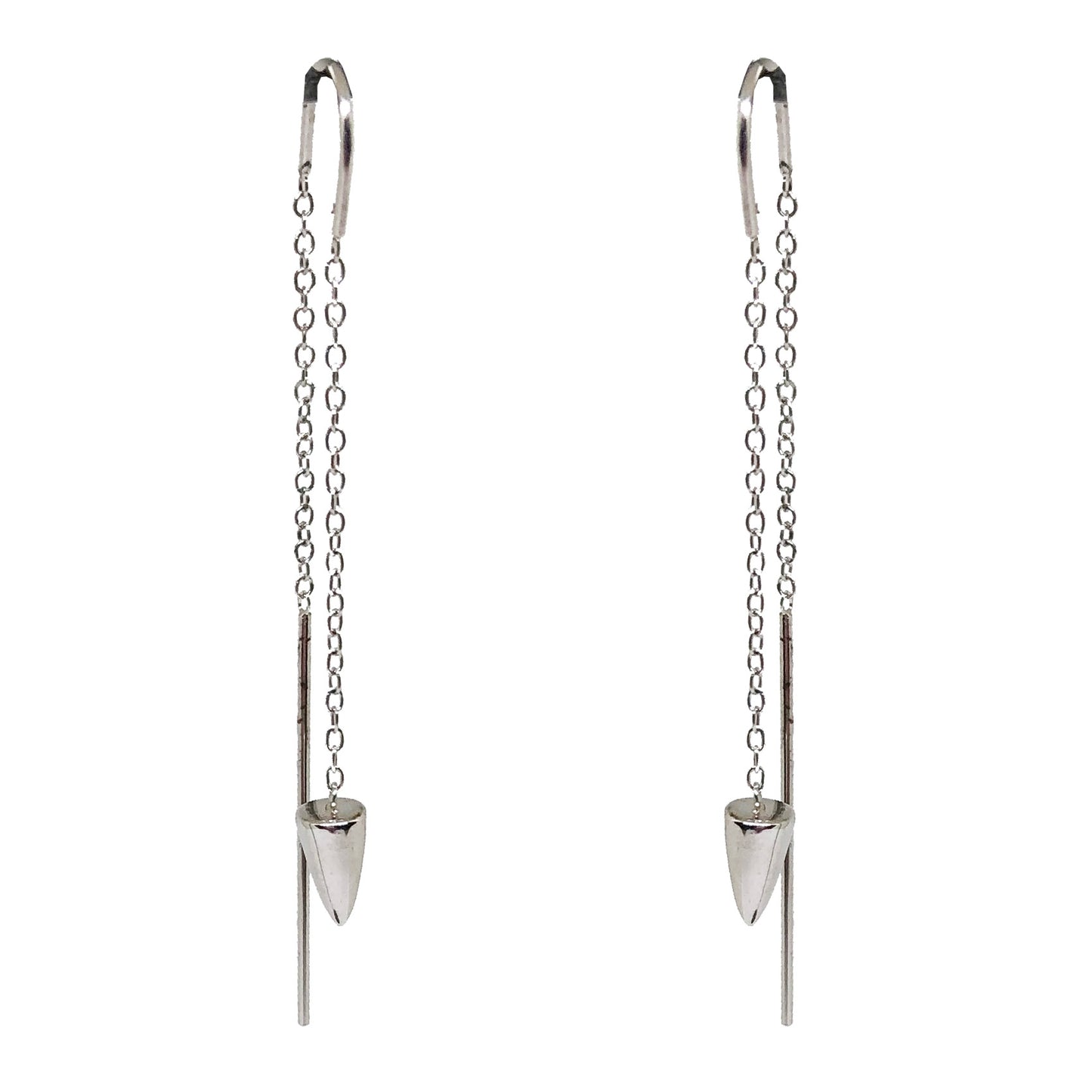 Silver spike threader earrings