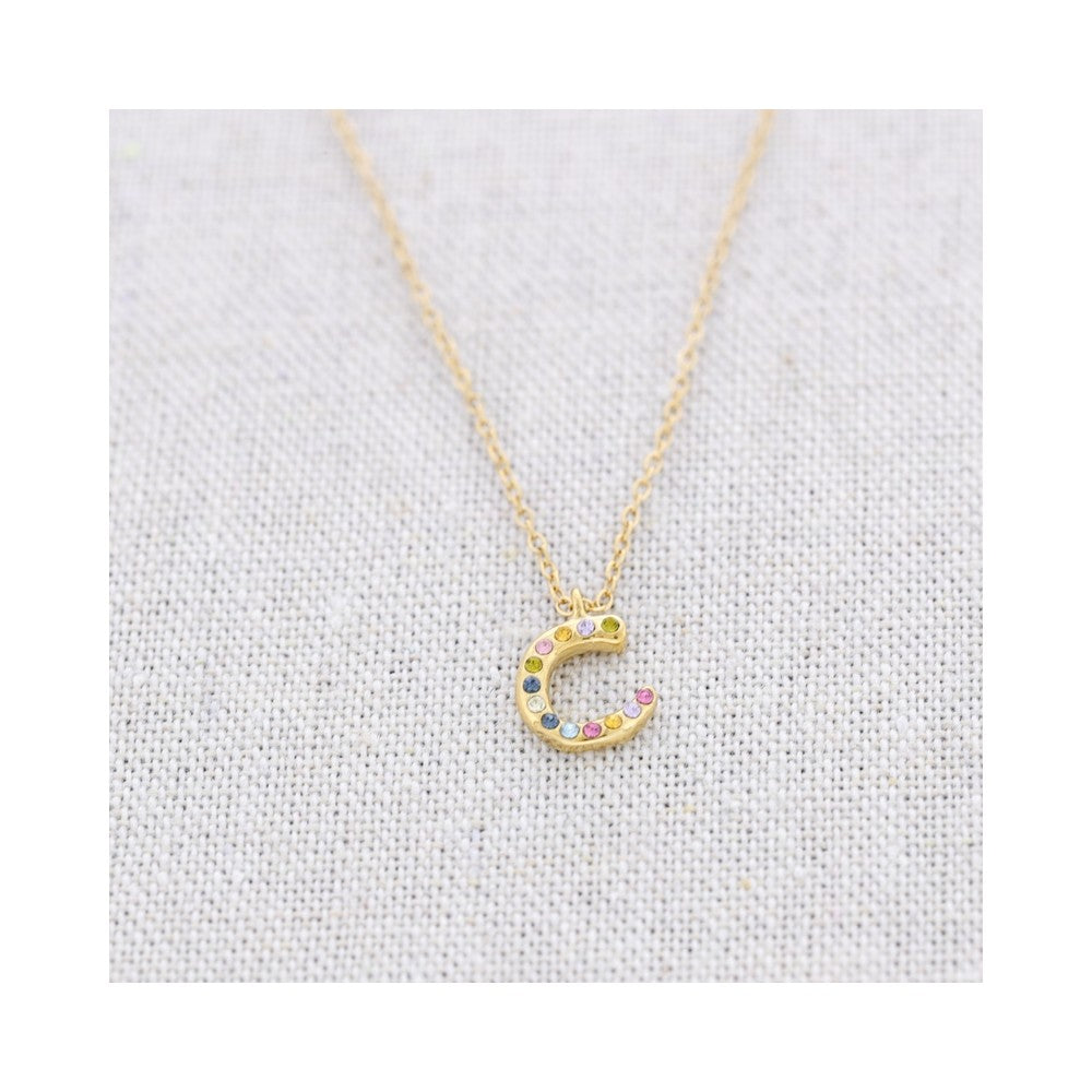 Crystal Initial Necklaces - Gold