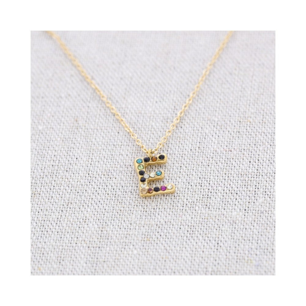 Crystal Initial Necklaces - Gold