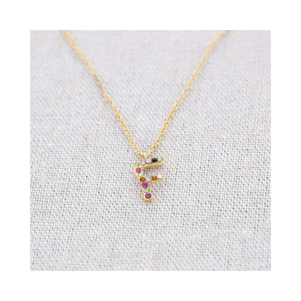 Crystal Initial Necklaces - Gold