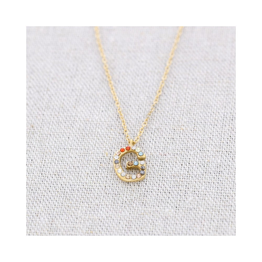 Crystal Initial Necklaces - Gold