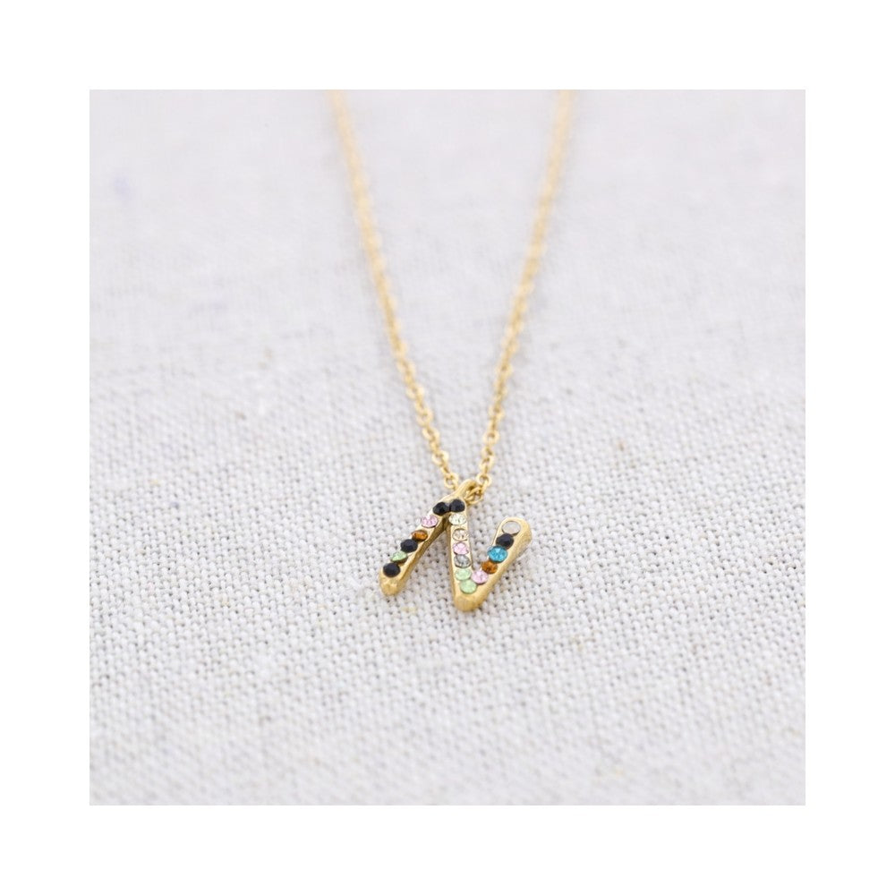 Crystal Initial Necklaces - Gold