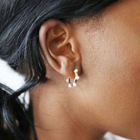 Small Hoops with pearl studs