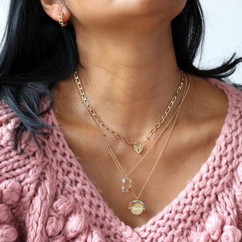 Figaro Chain with Heart lock - Gold