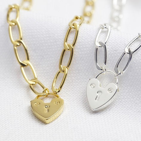 Figaro Chain with Heart lock - Gold